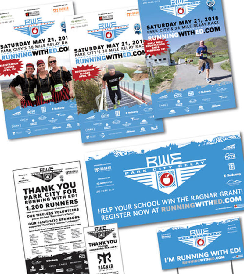 promotional materials for annual fundraiser: print ads, signage, posters and more