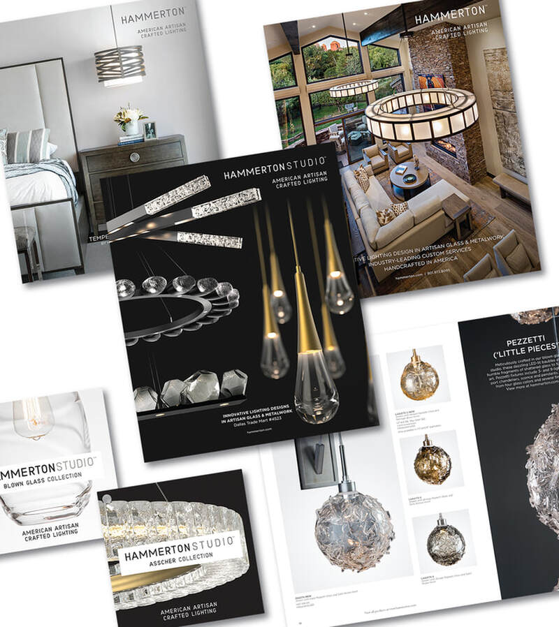 print ads, hang tags, catalogs, signage and more for artisan crafted lighting company